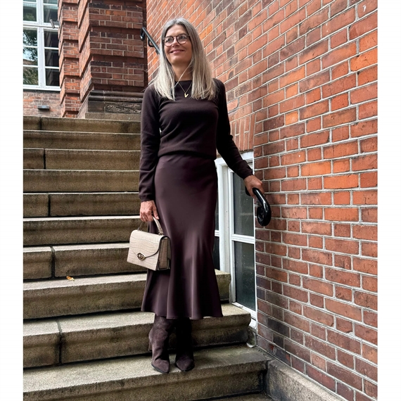 Allude Silk Satin Nederdel, Dark Brown